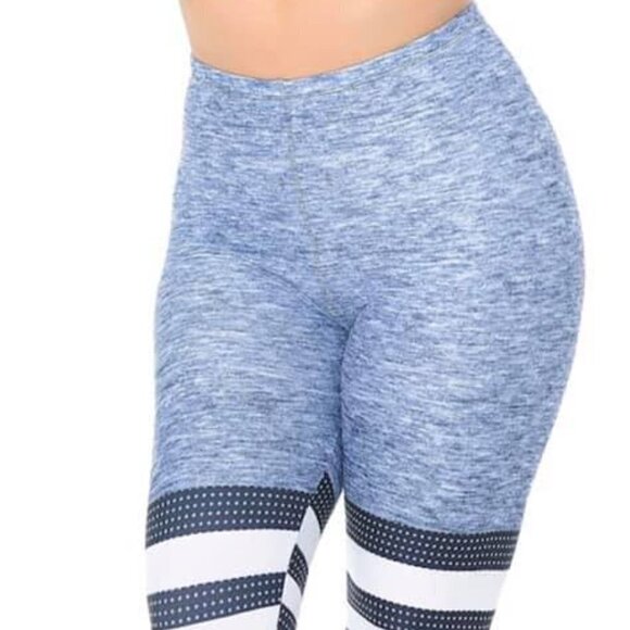 TRÏBE Split Crossfit Gym Workout Sport Full Length Blue Leggings Size XS NWT - Picture 2 of 5